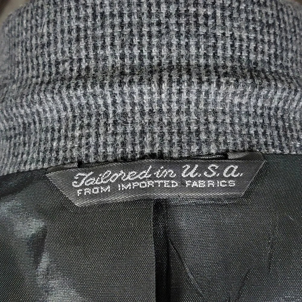 VTG Town Craft Men's Tweed Sport Coat Blazer Two Button Gray‎ Wool Size 44R